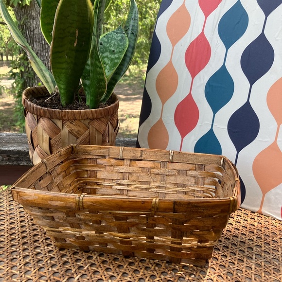Charming Brown Rectangular Rustic Woven Basket - Picture 7 of 9